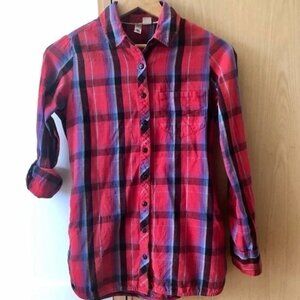 ELEMENT RED SELF-TIE PLAID SHIRT - S